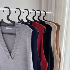 オーバーフィットVネックロングニットベスト6色