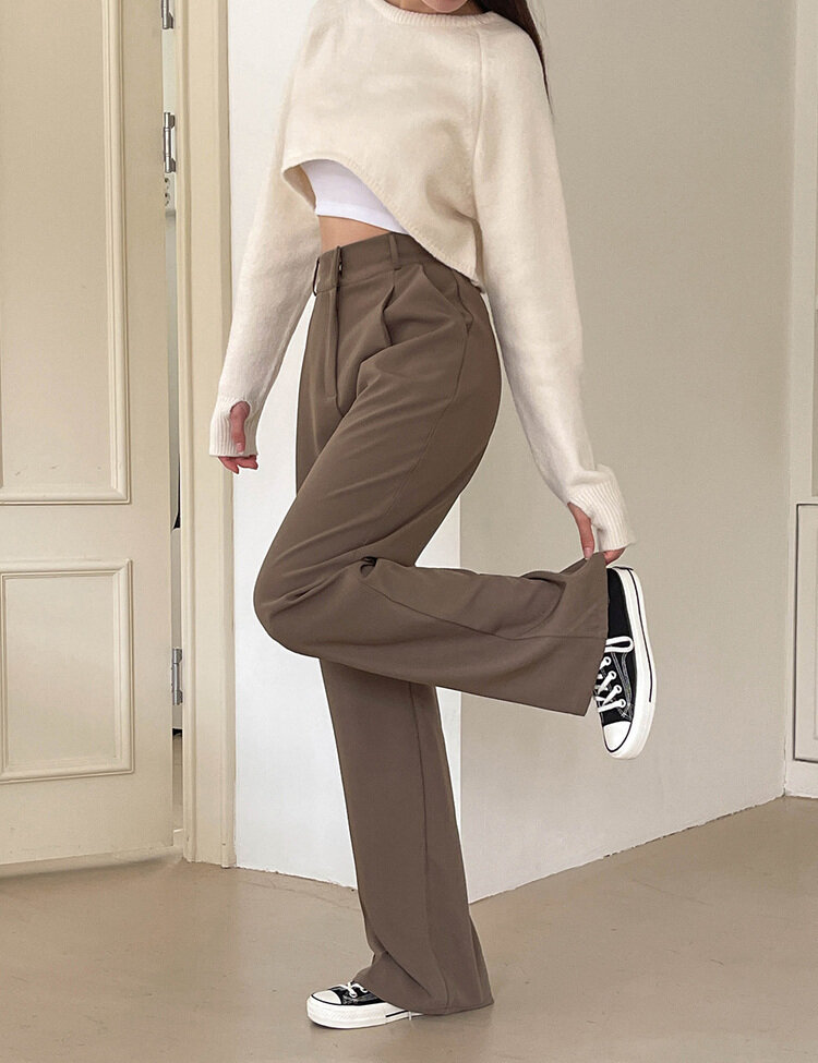 [10만장판매/후기인증~2XL] 기장별 인생 핀턱 와이드 슬랙스 2종 브라운(핀턱)