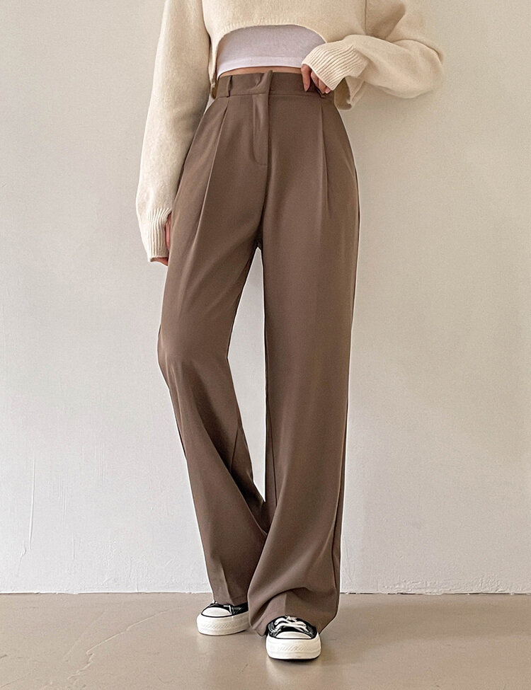 [10만장판매/후기인증~2XL] 기장별 인생 핀턱 와이드 슬랙스 2종 브라운(핀턱)