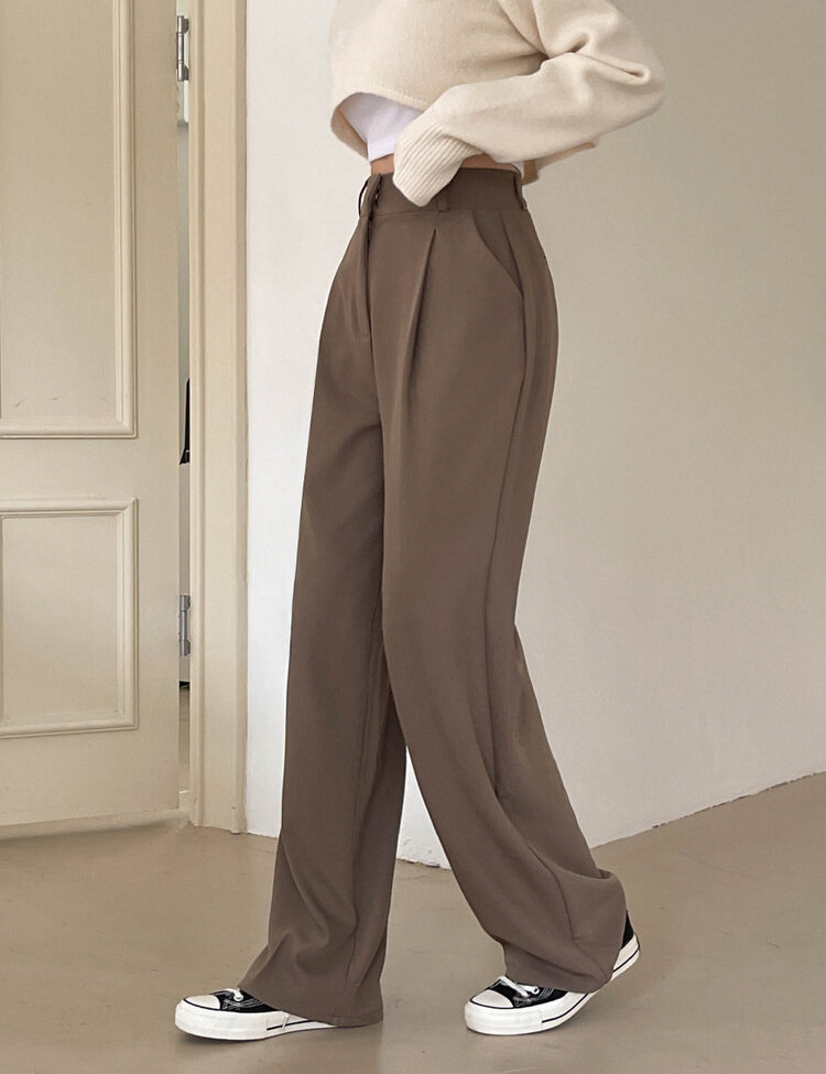 [10만장판매/후기인증~2XL] 기장별 인생 핀턱 와이드 슬랙스 2종 브라운(핀턱)