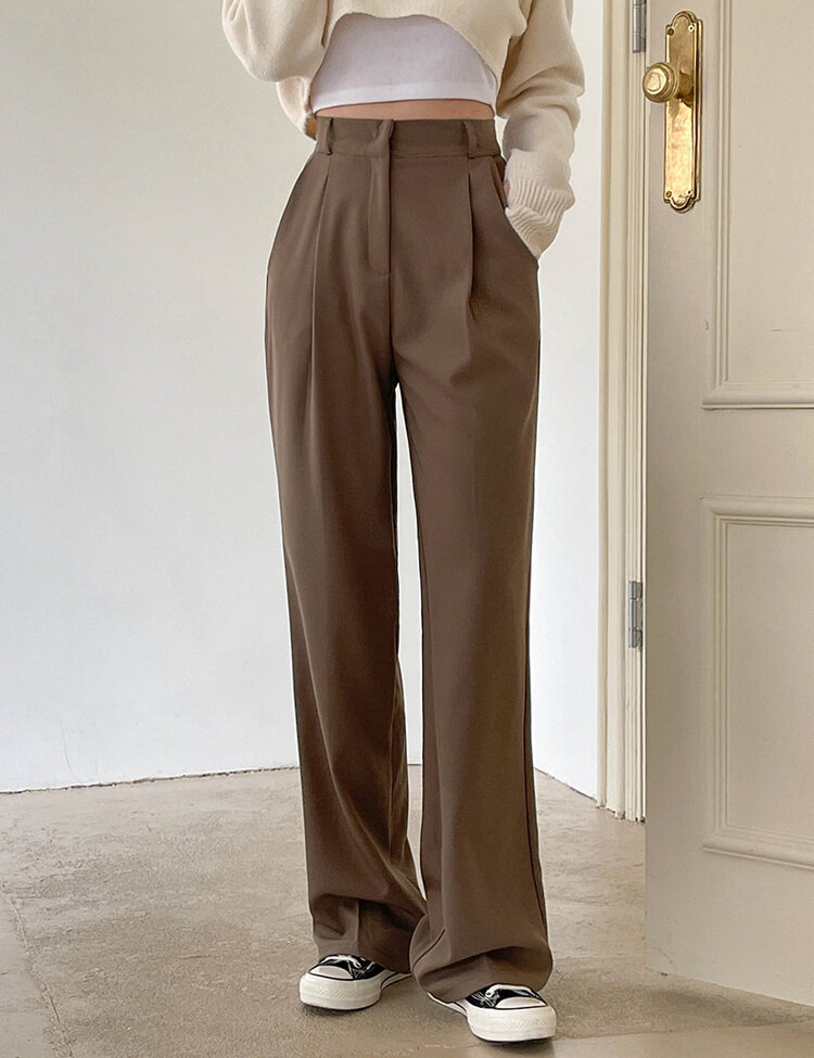 [10만장판매/후기인증~2XL] 기장별 인생 핀턱 와이드 슬랙스 2종 브라운(핀턱)