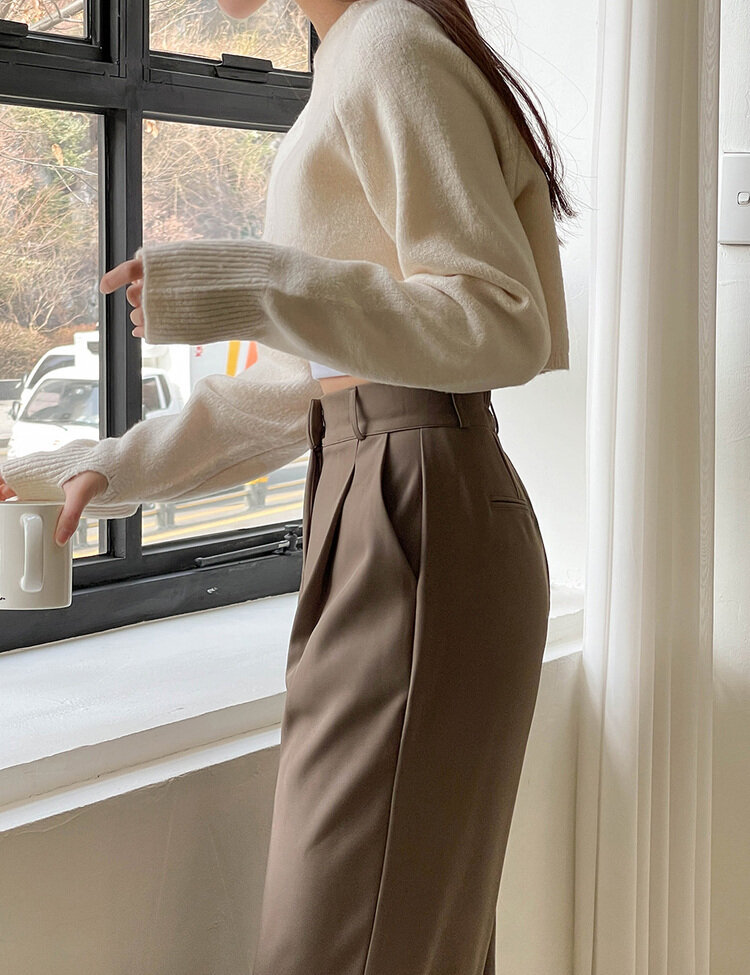 [10만장판매/후기인증~2XL] 기장별 인생 핀턱 와이드 슬랙스 2종 브라운(핀턱)