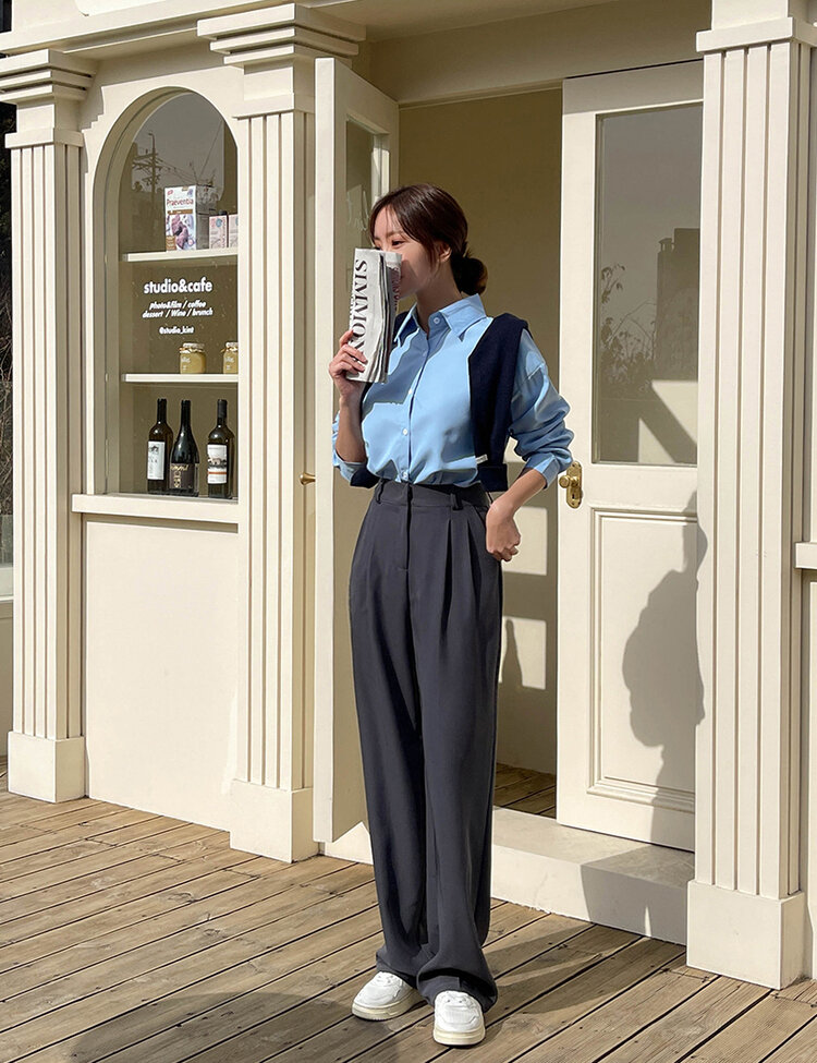 [10만장판매/후기인증~2XL] 기장별 인생 핀턱 와이드 슬랙스 2종 그레이(투핀턱)