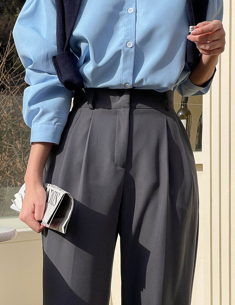 [10만장판매/후기인증~2XL] 기장별 인생 핀턱 와이드 슬랙스 2종 그레이(투핀턱)