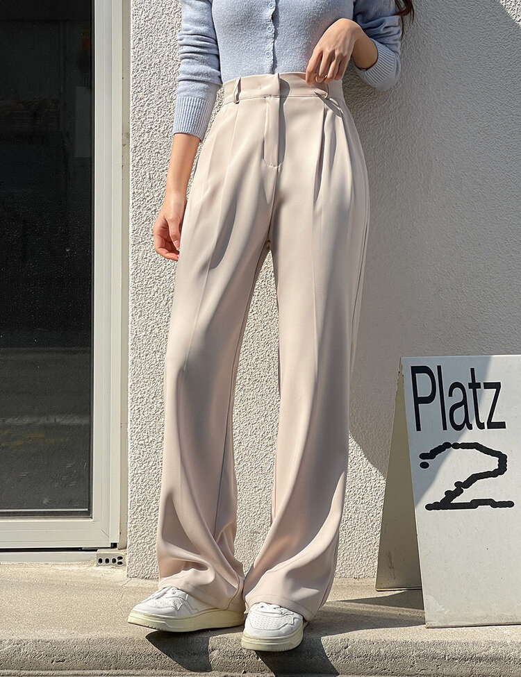 [10만장판매/후기인증~2XL] 기장별 인생 핀턱 와이드 슬랙스 2종 베이지(투핀턱)