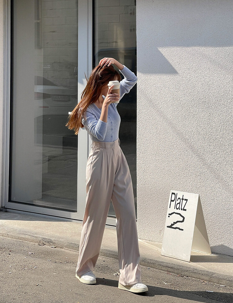 [10만장판매/후기인증~2XL] 기장별 인생 핀턱 와이드 슬랙스 2종 베이지(투핀턱)