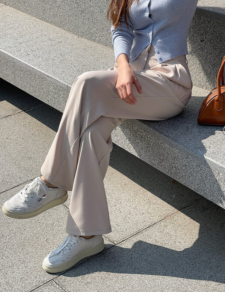 [10만장판매/후기인증~2XL] 기장별 인생 핀턱 와이드 슬랙스 2종 베이지(투핀턱)