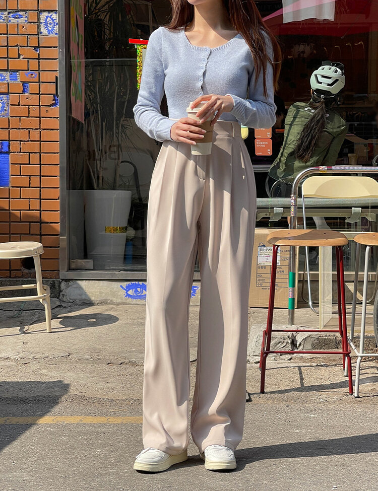 [10만장판매/후기인증~2XL] 기장별 인생 핀턱 와이드 슬랙스 2종 베이지(투핀턱)