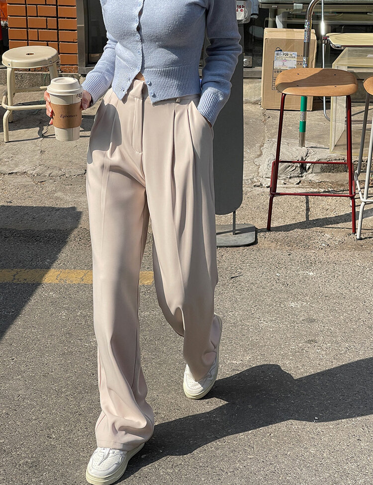 [10만장판매/후기인증~2XL] 기장별 인생 핀턱 와이드 슬랙스 2종 베이지(투핀턱)