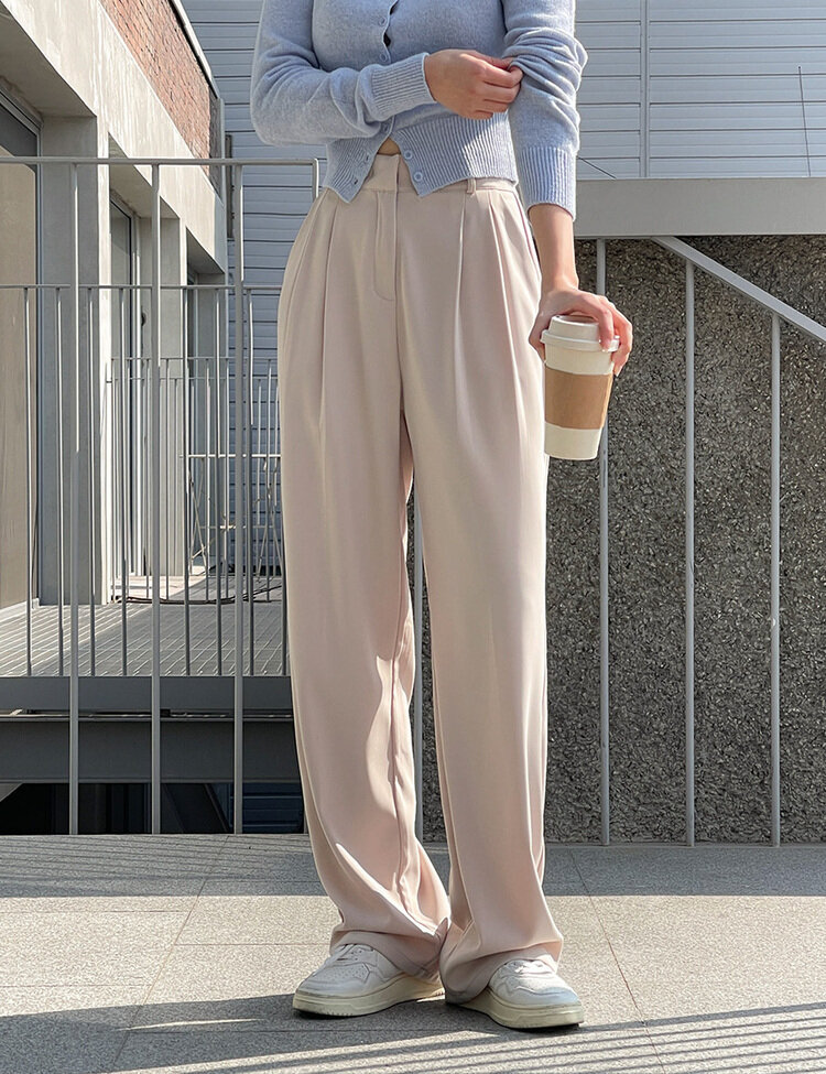 [10만장판매/후기인증~2XL] 기장별 인생 핀턱 와이드 슬랙스 2종 베이지(투핀턱)