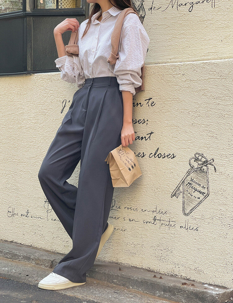 [10만장판매/후기인증~2XL] 기장별 인생 핀턱 와이드 슬랙스 2종 그레이(핀턱)