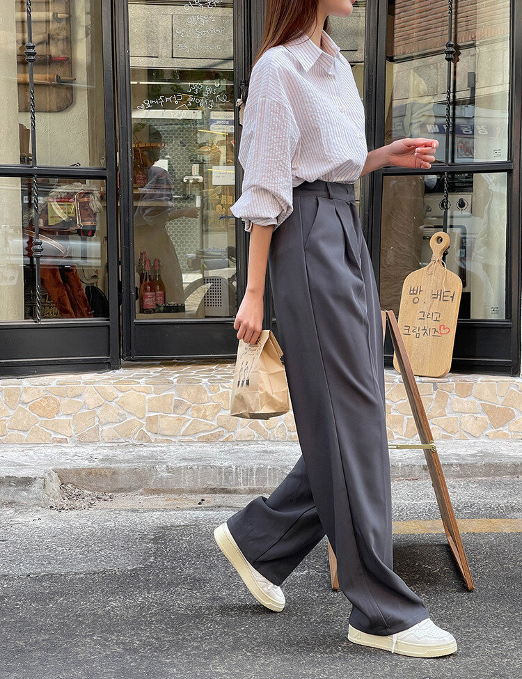 [10만장판매/후기인증~2XL] 기장별 인생 핀턱 와이드 슬랙스 2종 그레이(핀턱)