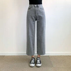 アッシュグレーワイドデニムパンツ(ショート/ミドル/ロング)｜デニム