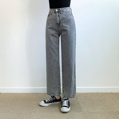 アッシュグレーワイドデニムパンツ(ショート/ミドル/ロング