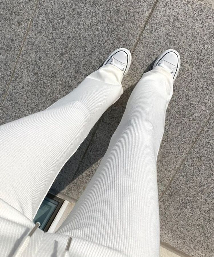 자체제작 라인업 잔골지 슬림핏 부츠컷 밴딩 트레이닝팬츠 아이보리