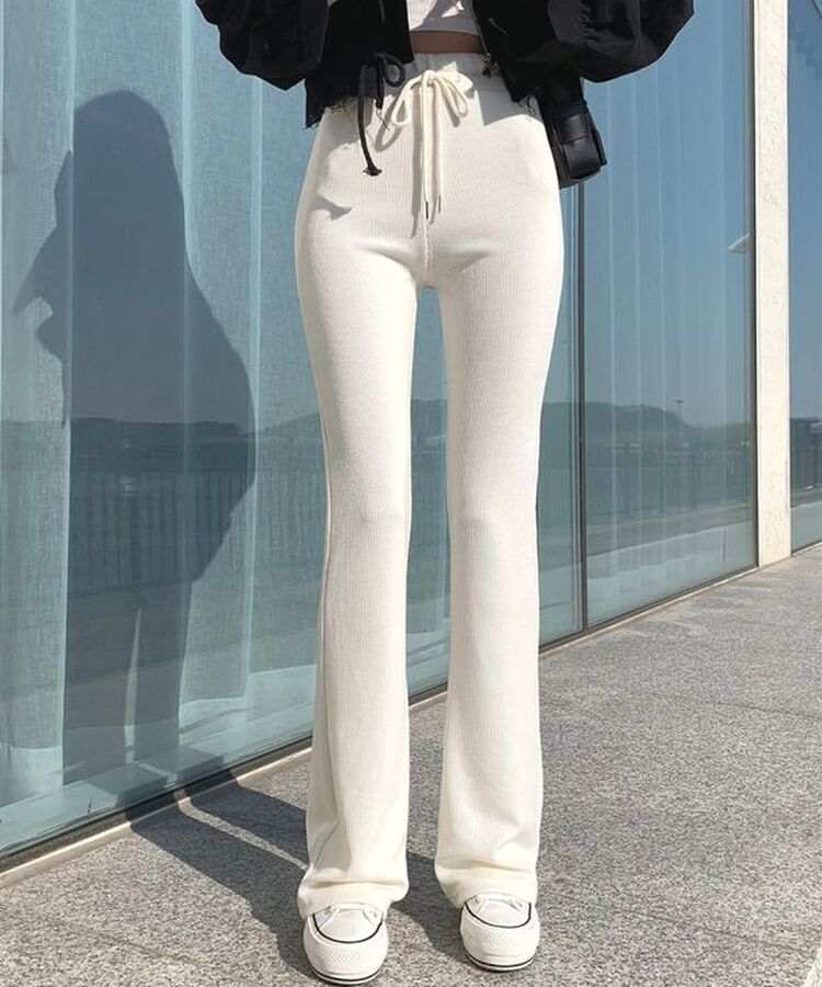 자체제작 라인업 잔골지 슬림핏 부츠컷 밴딩 트레이닝팬츠 아이보리