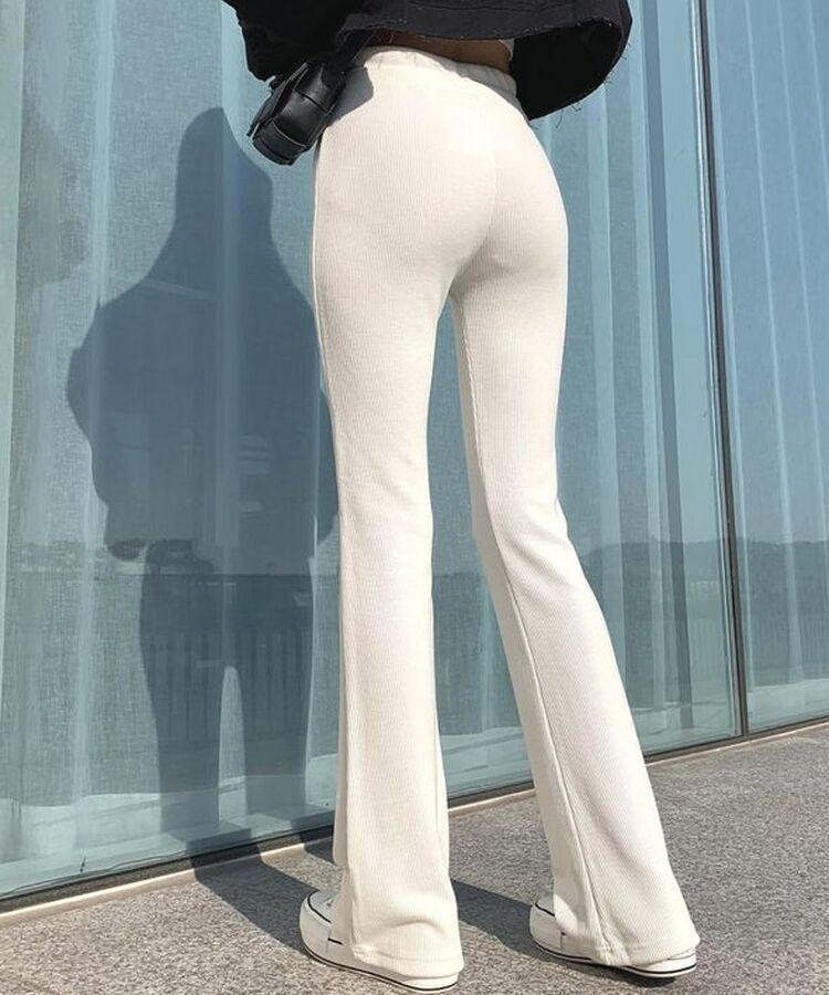 자체제작 라인업 잔골지 슬림핏 부츠컷 밴딩 트레이닝팬츠 아이보리