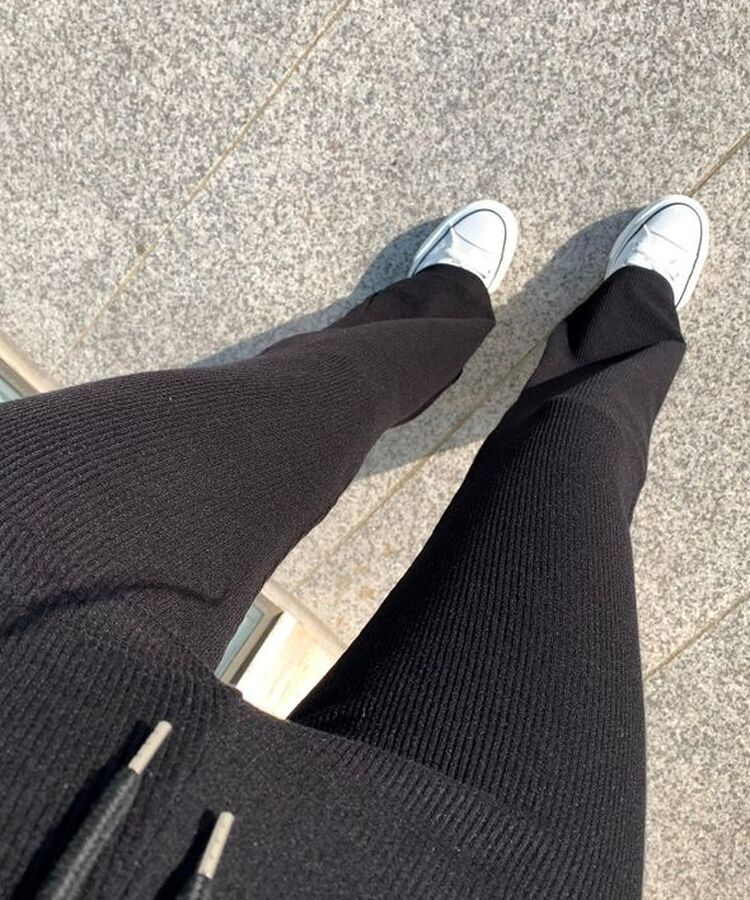 자체제작 라인업 잔골지 슬림핏 부츠컷 밴딩 트레이닝팬츠 블랙