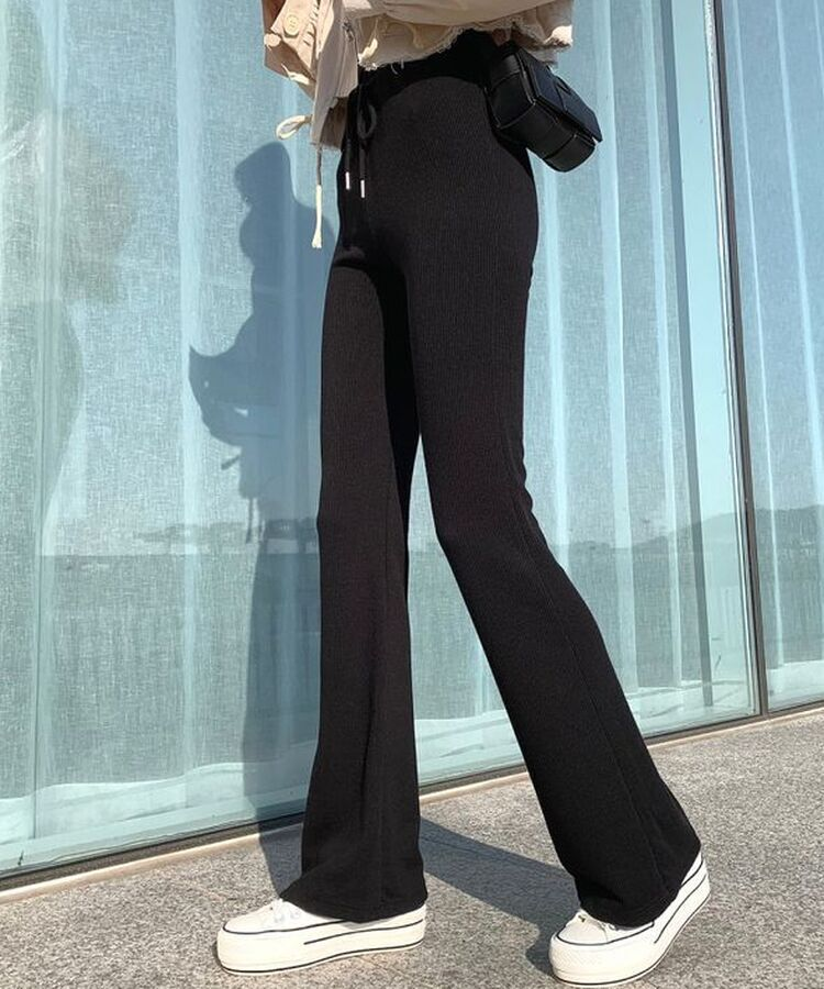 자체제작 라인업 잔골지 슬림핏 부츠컷 밴딩 트레이닝팬츠 블랙