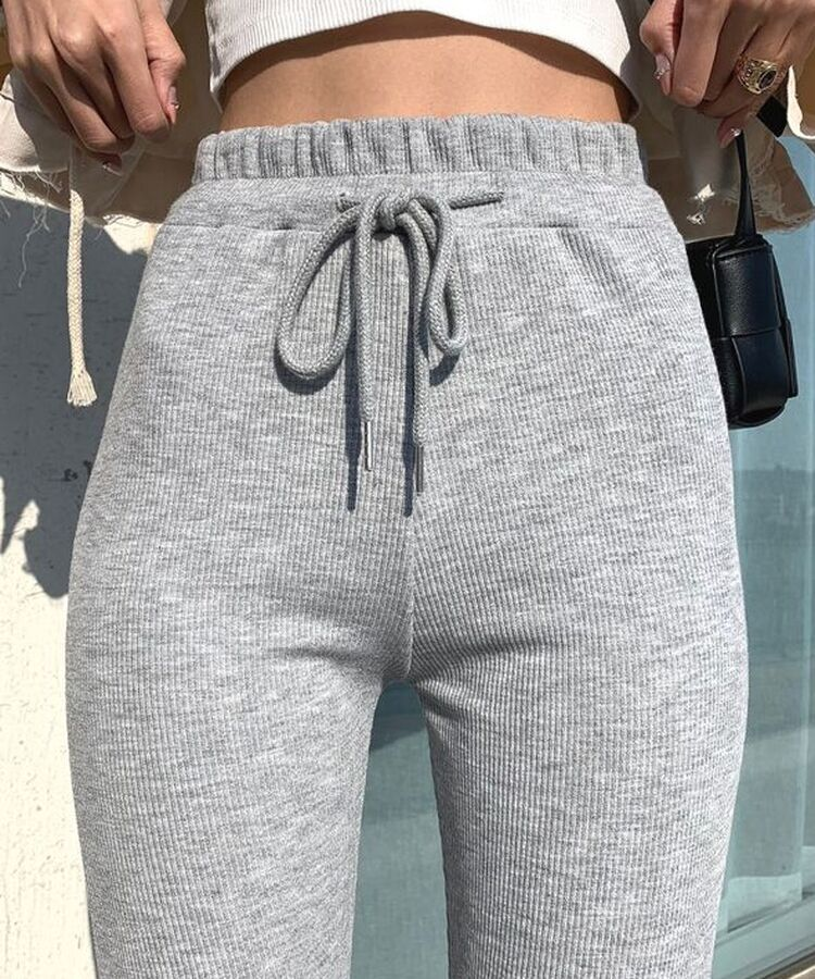 자체제작 라인업 잔골지 슬림핏 부츠컷 밴딩 트레이닝팬츠 그레이