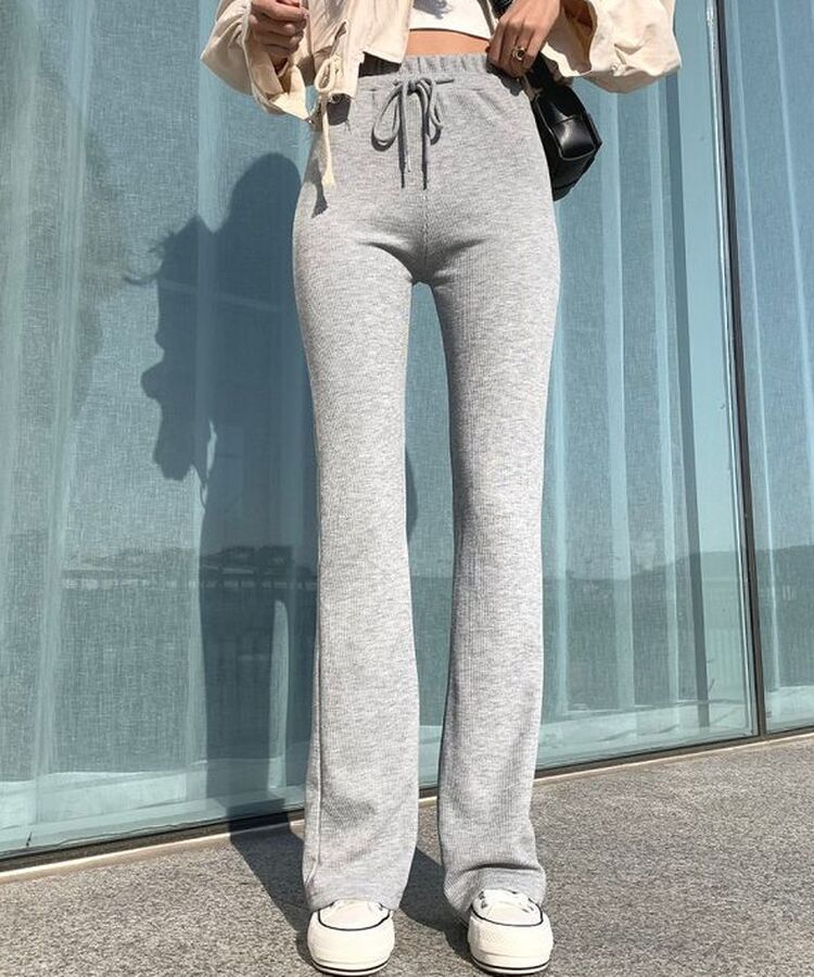 자체제작 라인업 잔골지 슬림핏 부츠컷 밴딩 트레이닝팬츠 그레이