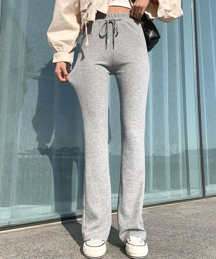 자체제작 라인업 잔골지 슬림핏 부츠컷 밴딩 트레이닝팬츠 그레이