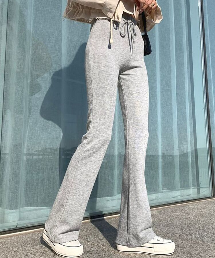 자체제작 라인업 잔골지 슬림핏 부츠컷 밴딩 트레이닝팬츠 그레이