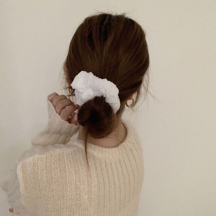 パステルヘアシュシュ5色 WHITE