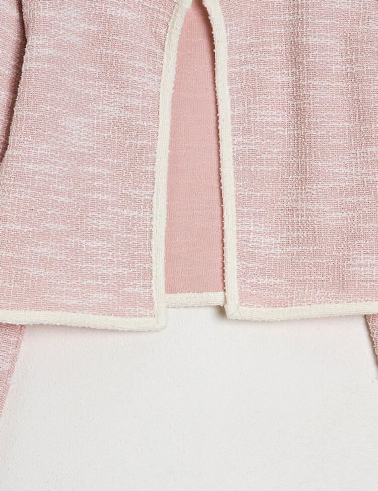 [SET] 트위드 셔링 배색 슬리브리스 가디건 세트