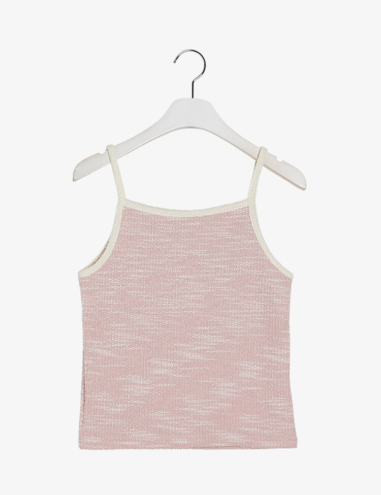 [SET] 트위드 셔링 배색 슬리브리스 가디건 세트