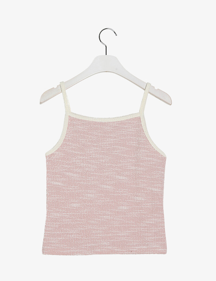 [SET] 트위드 셔링 배색 슬리브리스 가디건 세트