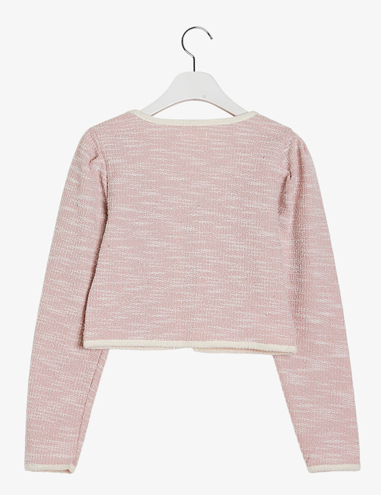 [SET] 트위드 셔링 배색 슬리브리스 가디건 세트