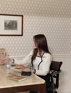 [SET] ツイードカーディガン＋キャミソールセット IVORY