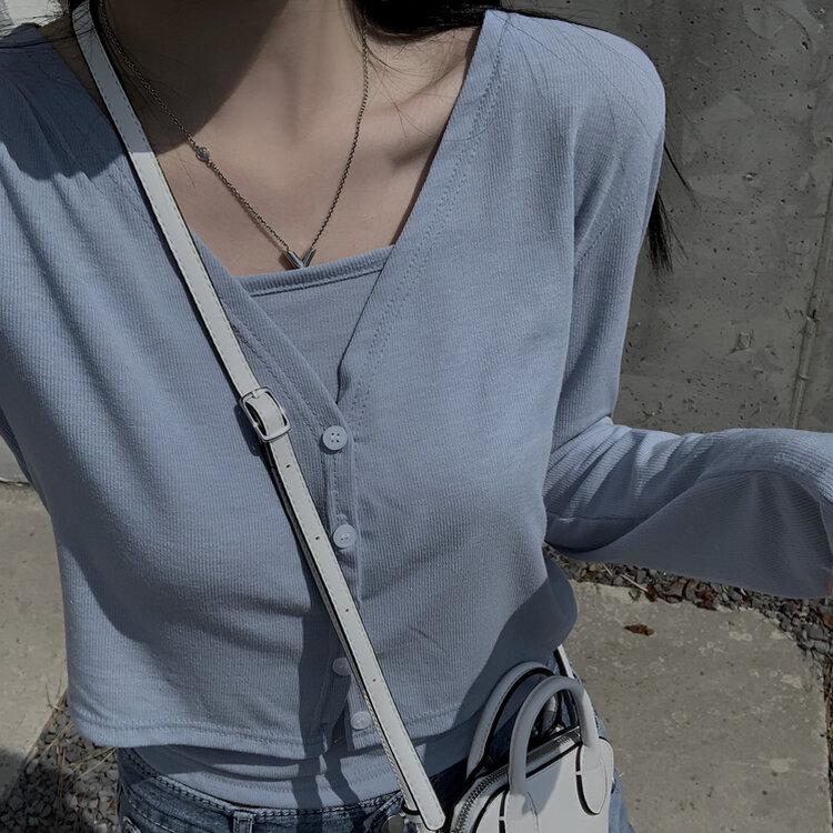 [SET]リブキャミソール+カーディガン SKY BLUE