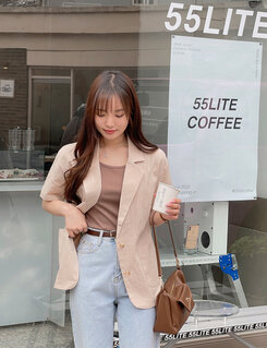 半袖Tシャツ モチモチ着やせ効果スリムTシャツ2種 ブラウン