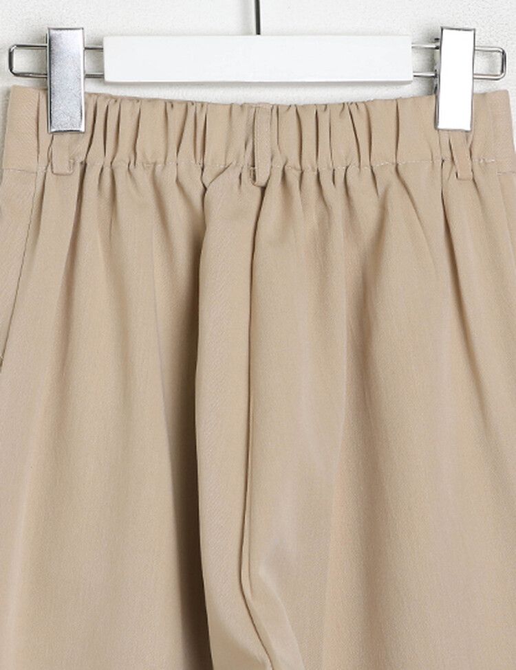 ワンボタンハイウエストピンタックスラックス