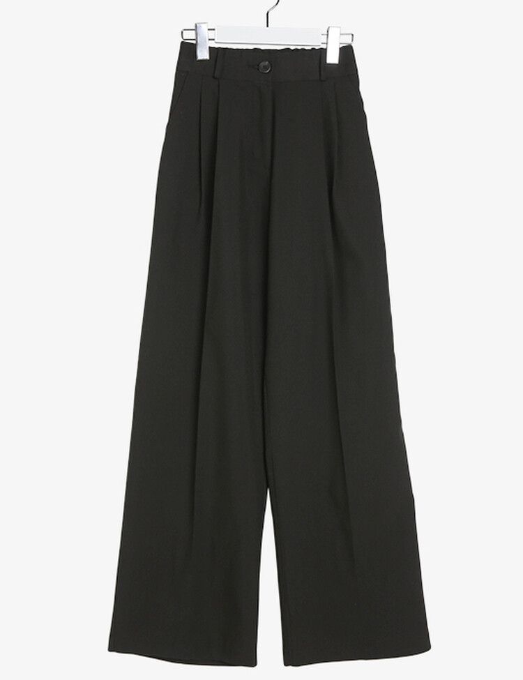 ワンボタンハイウエストピンタックスラックス