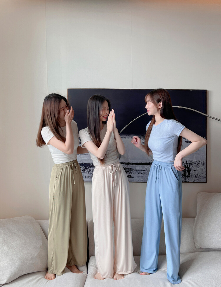 [6컬러/숏,롱] 이보다 편할 순 없다! 기장별 찰랑 와이드 밴딩팬츠 그린