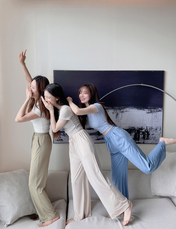 [6컬러/숏,롱] 이보다 편할 순 없다! 기장별 찰랑 와이드 밴딩팬츠 그린