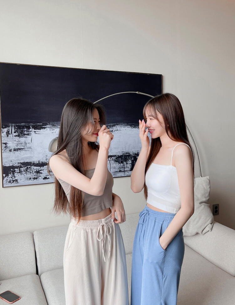 [6컬러/숏,롱] 이보다 편할 순 없다! 기장별 찰랑 와이드 밴딩팬츠 스카이블루