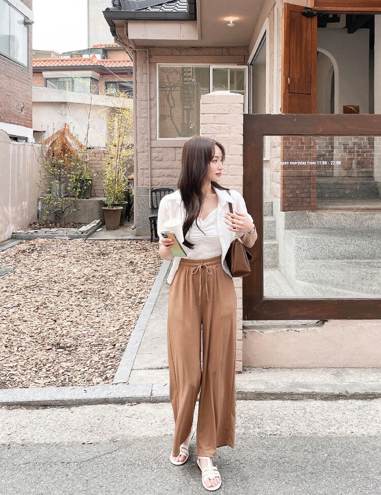 [SHORT・LONG]身長別ワイドパンツ BROWN