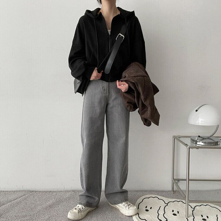 ベーシッククロップジップアップパーカー｜ジャンパー｜韓国