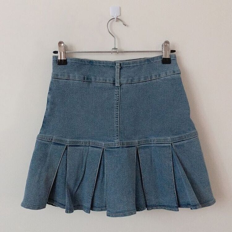 ツーボタンプリーツミニデニムスカート｜ミニスカート｜韓国
