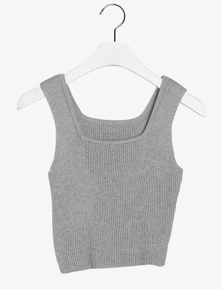 레브 스퀘어넥 골지 크롭 나시