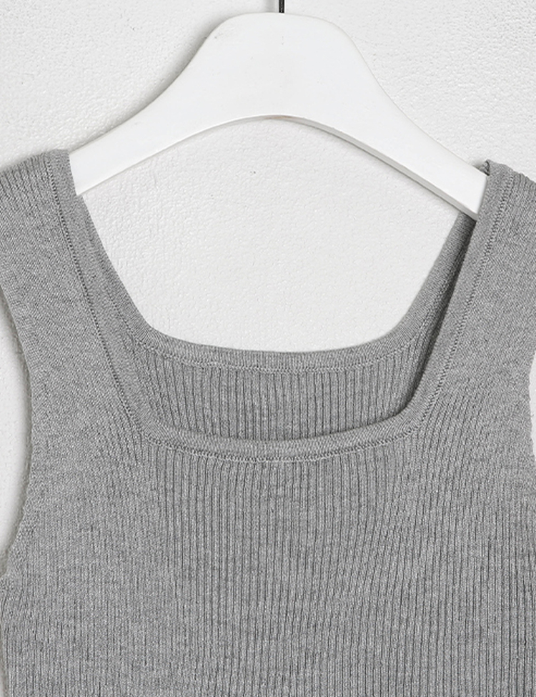 레브 스퀘어넥 골지 크롭 나시