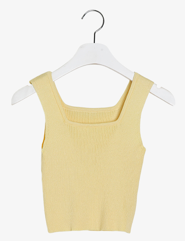 레브 스퀘어넥 골지 크롭 나시