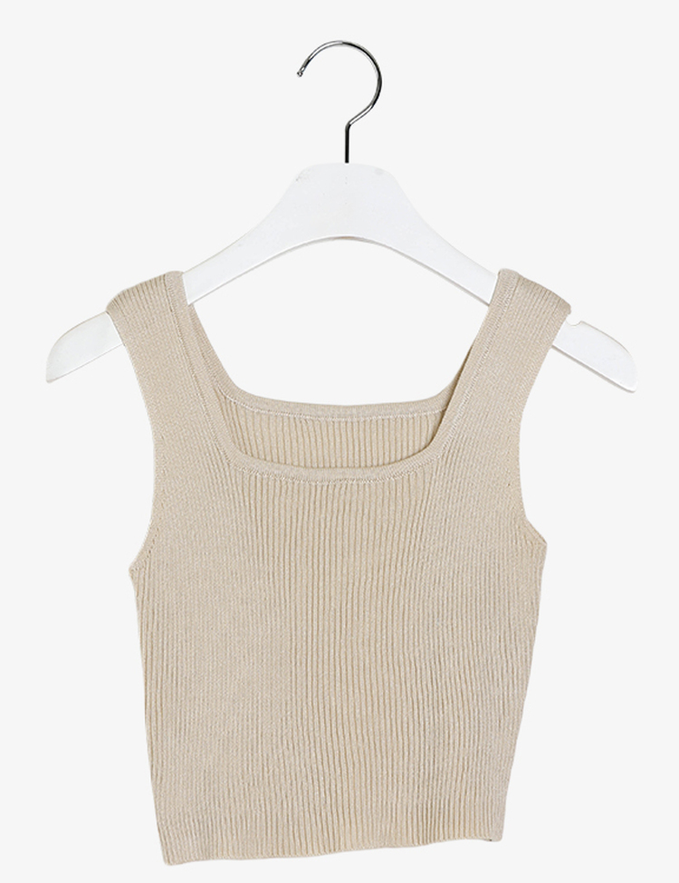 레브 스퀘어넥 골지 크롭 나시