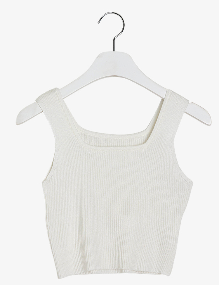 레브 스퀘어넥 골지 크롭 나시