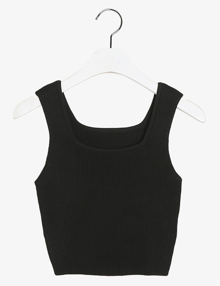 레브 스퀘어넥 골지 크롭 나시