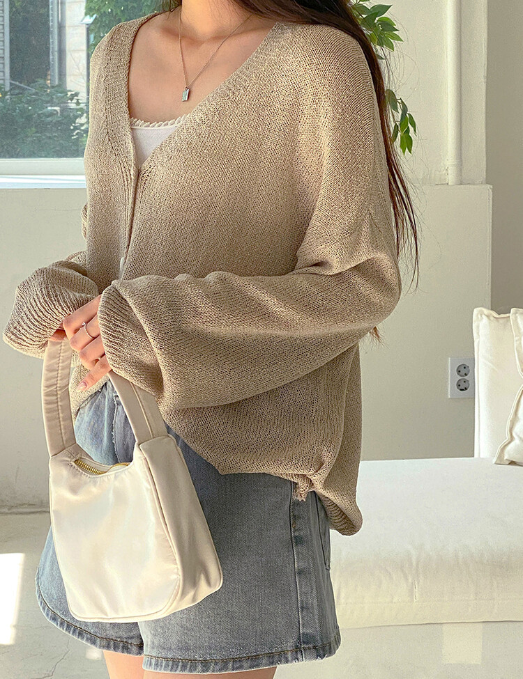 ブークレニットカーディガン5色 BEIGE